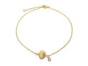 Bling Jewelry Gold Plated Silver Clam Shell Seashell CZ Charm Bracelet 7in