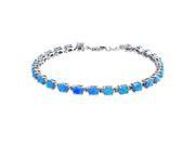 Bling Jewelry 925 Sterling Synthetic Blue Opal Oval Link Tennis Bracelet 7.5in