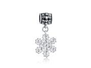 Bling Jewelry 925 Silver Crystal Christmas Snowflake Dangle Bead Fits Pandora