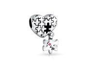 Bling Jewelry .925 Silver Pink Crystal Love Puzzle Heart Dangle Bead Fits Pandora