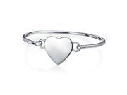 Bling Jewelry 925 Sterling Silver Polished Heart Bangle Bracelet
