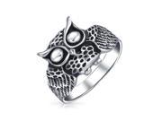 Bling Jewelry Antiqued Sterling Silver Wise Owl Bird Animal Ring