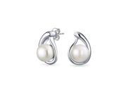 Bling Jewelry Freshwater Cultured Pearl Teardrop Bridal Stud Earrings Sterling