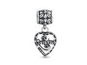 Bling Jewelry Grandma Vintage Style Heart .925 Sterling Silver Dangle Bead Pandora Compatible