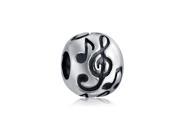 Bling Jewelry 925 Sterling Silver Round Musical Notes Charm Bead Fits Pandora