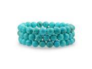 Bling Jewelry Set of 3 Stackable Gemstone Reconstituted Turquoise Bead Stretch Bracelet 8mm