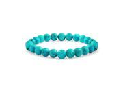 Bling Jewelry Gemstone Blue Reconstituted Turquoise Bead Stretch Bracelet 8mm