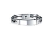 Bling Jewelry Mens 316 Stainless Steel Cable Enclosed ID Bracelet