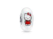 Bling Jewelry 925 Sterling Silver Cool Kitty Cat White Murano Glass Bead Fits Pandora