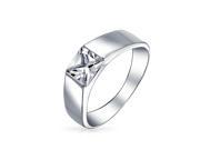 Bling Jewelry Princess Cut 925 Silver CZ Polished Band Unisex Engagement Ring