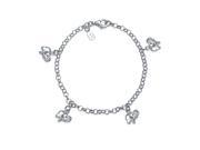 Bling Jewelry 925 Sterling Silver Dangling Elephant Charm Bracelet