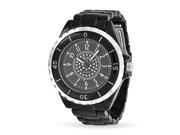 Bling Jewelry Black Enamel Crystal Dial Mens Fashion Stainless Steel Back Watch