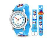 Bling Jewelry Blue Sailor Tugboat Nautical Kids Watch Stainless Steel Back