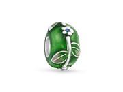 Bling Jewelry 925 Silver Green Enamel Flower Bead Pandora Compatible