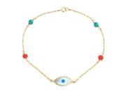 Bling Jewelry MOP Evil Eye Gold Plated Reconstituted Turquoise Bead Bracelet
