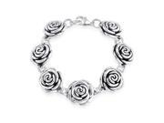 Bling Jewelry 925 Sterling Silver Flower Rose Floral Bracelet 7.5 Inches