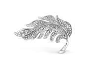 Bling Jewelry Crystal Nature Leaf Brooch Pin Silver Plated