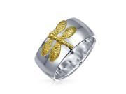 Bling Jewelry Sterling Silver Gold Plated Two Tone Dragonfly Ring