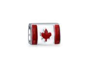 Bling Jewelry Canadian Flag Bead Sterling Silver Barrel Charm Fits Pandora