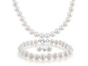 Bling Jewelry 925 Silver White Potato Cultured Pearl Jewelry Set