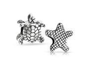 Bling Jewelry 925 Silver Sea Life Turtle Starfish Bead Set Fits Pandora Charms