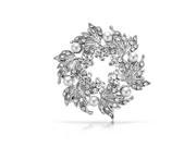 Bling Jewelry Simulated Pearl Flower Crystal Wreath Brooch Rhodium Plated