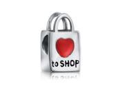 Bling Jewelry I Heart Shopping Love to Shop Charm 925 Silver Bag Bead