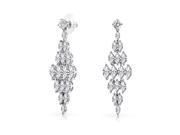 Bling Jewelry CZ Tiered Bridal Chandelier Dangle Earrings Rhodium Plated
