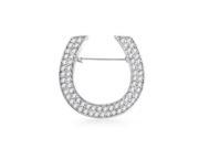 Bling Jewelry Pave CZ Equestrian Brooch Lucky Horseshoe Pin Rhodium Plated