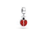 Bling Jewelry 925 Silver Red Ladybug Dangle Charm Fits Pandora Beads