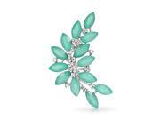 Bling Jewelry Green Marquise Crystal Bridal Leaf Brooch Pin Silver Plated