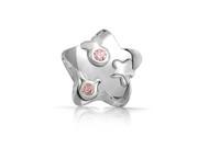 Bling Jewelry Simulated Pink Topaz CZ Star 925 Sterling Silver Bead Fits Pandora