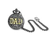 Bling Jewelry Large DAD Gold Plated Shiny Simulated Quartz Mens Pocket Watch Gunmetal