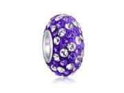 Bling Jewelry Sterling Silver Crystal Purple Stripe Bead Fits Pandora