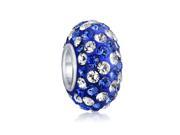 Bling Jewelry 925 Silver Crystal Blue Stripe Bead Fits Pandora Charm