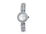 Bling Jewelry Stainless Steel Back Plated Alloy CZ Cluster Womens Jewelry Watch