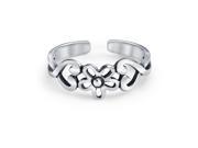 Bling Jewelry Flower Midi Ring Heart Toe Rings 925 Silver Adjustable