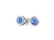 Bling Jewelry 925 Silver Blue CZ Stud Earrings 6mm