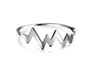 Bling Jewelry Stainless Steel Modern Heartbeat Bangle Bracelet 7.5 Inch
