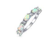 Bling Jewelry Sterling Silver Oval Synthetic White Opal CZ Stackable Ring