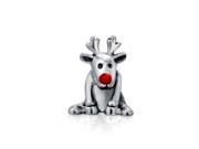 Bling Jewelry 925 Silver Rudolph Red Nose Reindeer Christmas Bead Fits Pandora PBX HE 155