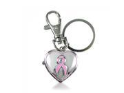 Bling Jewelry Cancer Awareness Heart Key Chain Steel Back Pocket Watch