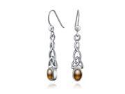 Bling Jewelry Amber Bezel Celtic Knots Drop Earrings 925 Sterling Silver