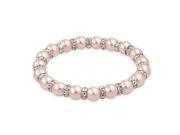 Bling Jewelry Simulated Pink Pearl Rondelle Stretch Bracelet Silver Plated