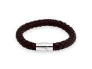 Bling Jewelry Brown Braided 8mm Leather Cord Bracelet 8in Stainless Steel