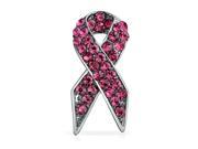 Bling Jewelry Pink Rhinestones Enamel Cancer Ribbon Pin Silver Plated