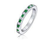 Bling Jewelry 925 Sterling Silver Green Simulated Emerald CZ Eternity Band Ring