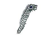 Bling Jewelry Rhodium Plated Color CZ Peacock Feather Brooch Pin