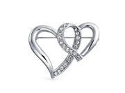 Bling Jewelry Open Ribbon Hearts Crystal Valentines Brooch Silver Plated