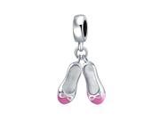 Bling Jewelry 925 Silver Pink Ballet Slippers Shoes Dangle Charm Fits Pandora
